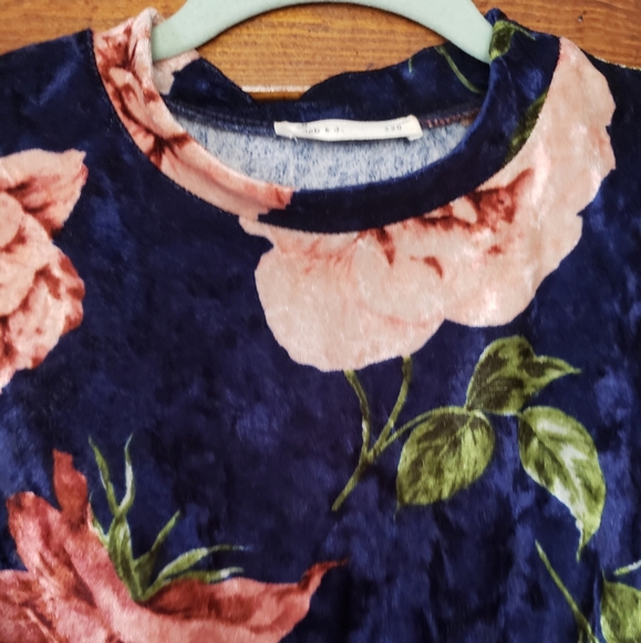 3/4 Length Velvet Floral Midi Dress -M/L - Picture 3 of 6